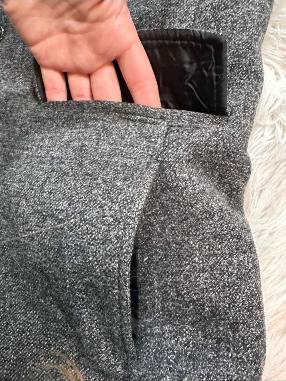 Jingpinfushi • Men’s Charcoal Grey Long Wool Blend Peacoat - Picture 15 of 16